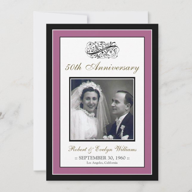Elegant Anniversary Party Custom Invite (violet) (Front)