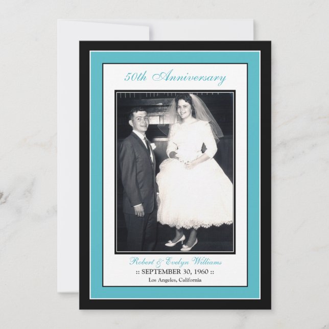 Elegant Anniversary Party Invitation (aqua) (Front)