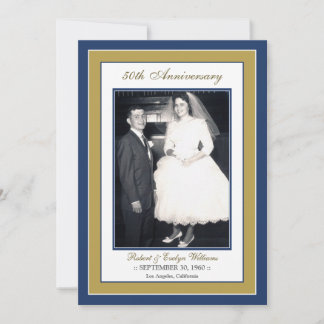 Elegant Anniversary Party Invitation (blue/gold)