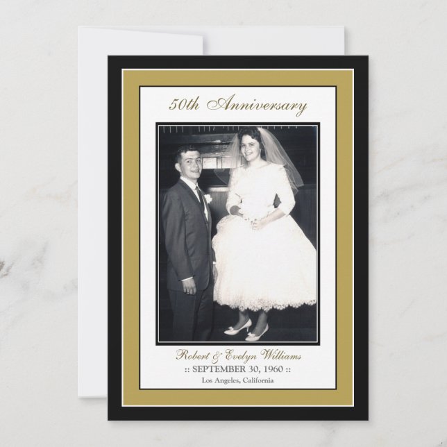 Elegant Anniversary Party Invitation (gold) (Front)