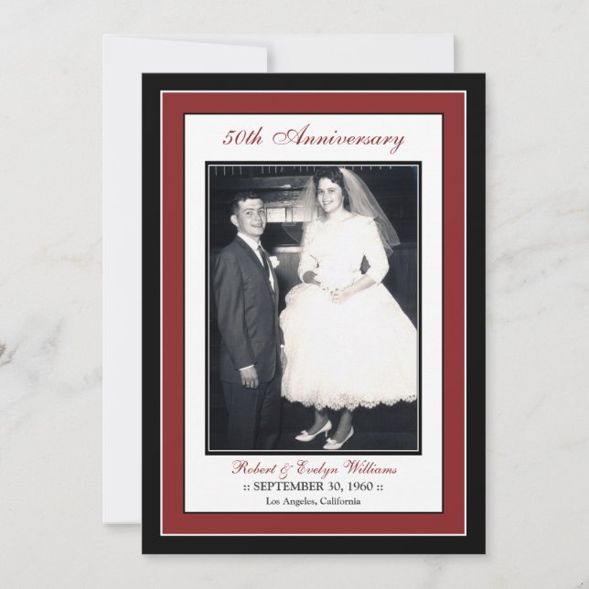 Elegant Anniversary Party Invitation (maroon) (Front)