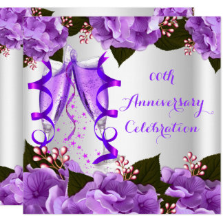 Elegant Anniversary Party Purple Flowers Card