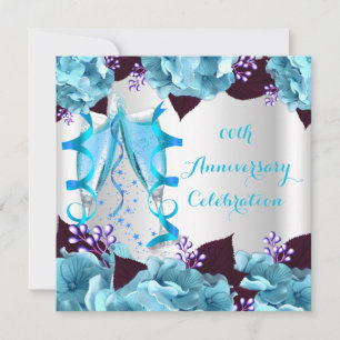 Elegant Anniversary Party Teal Blue Purple Invitation