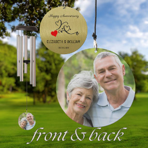Elegant Anniversary Photo Name Date Wind Chime