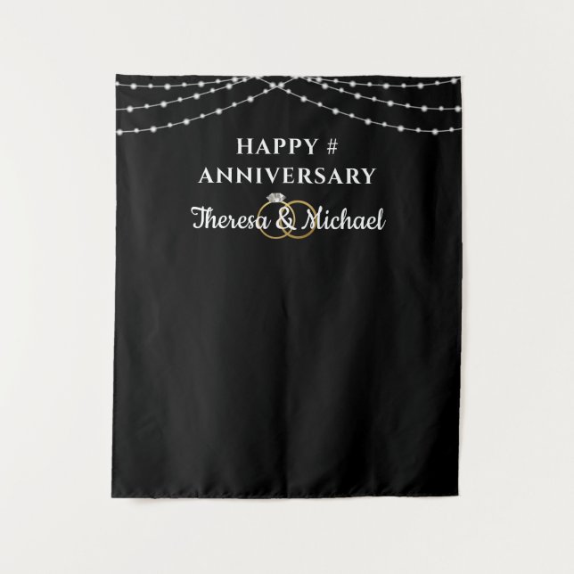 Elegant Anniversary Photo Op Backdrop Black (Front)