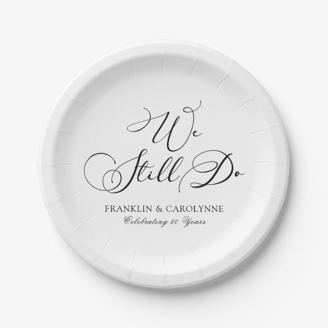 Elegant Anniversary Vow Renewal Paper Plates (Front)