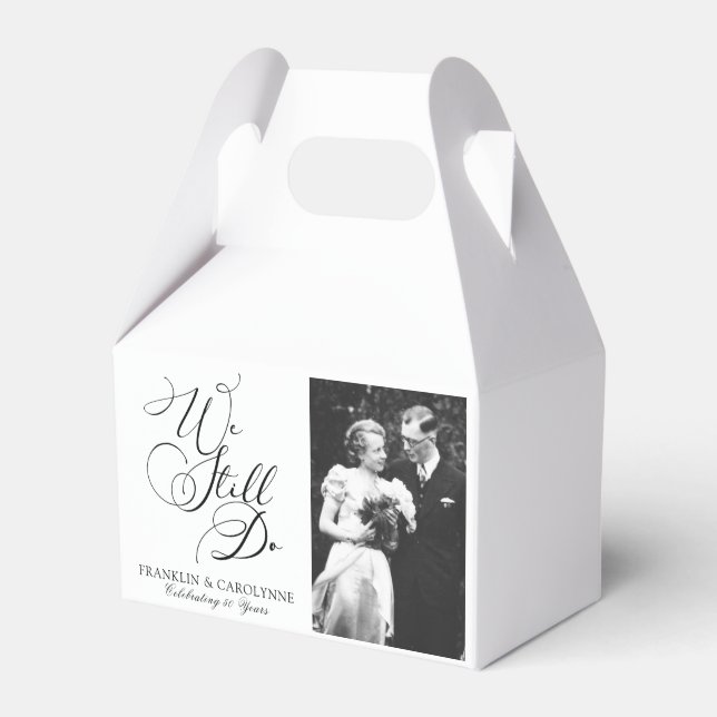 Elegant Anniversary Vow Renewal Photo Favor Boxes (Front Side)