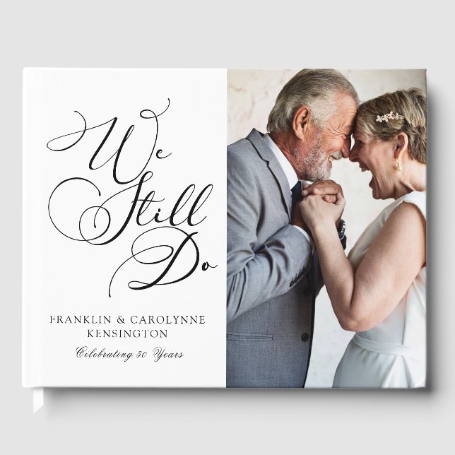 Elegant Anniversary Vow Renewal Photo Guest Book (Front)