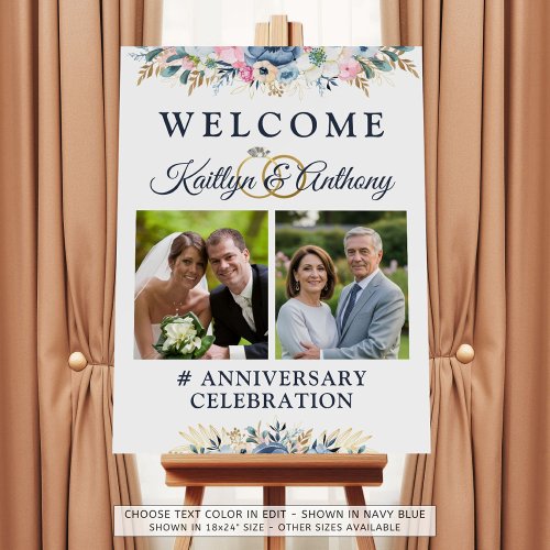 Elegant Anniversary Watercolor Floral 2 Photos