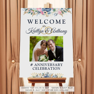 Elegant Anniversary Watercolor Floral Photo Foam Board