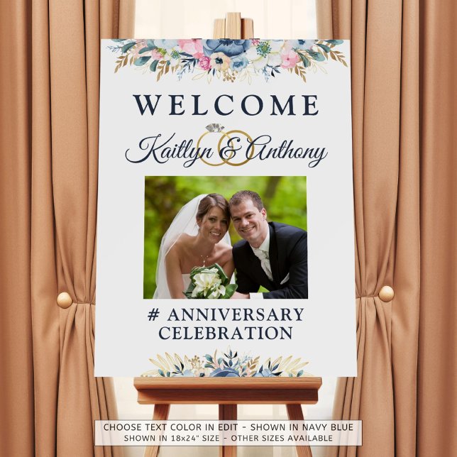 Elegant Anniversary Watercolor Floral Photo Foam Board (Creator Uploaded)