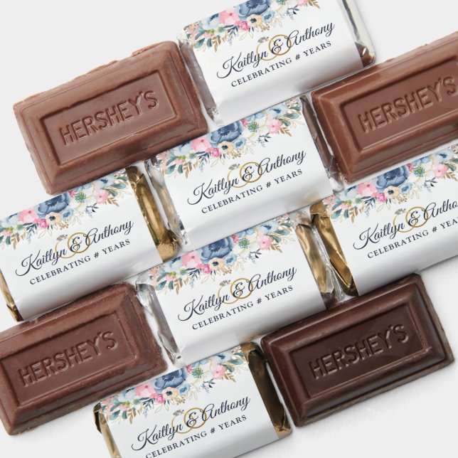 Elegant Anniversary Watercolor Floral Rings Hershey's Miniatures (Assorted)