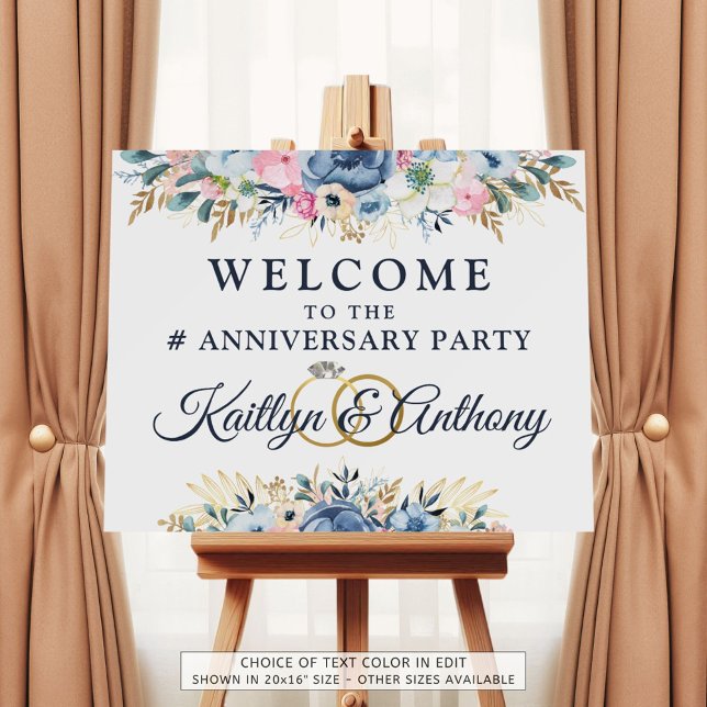 Elegant Anniversary Watercolor Floral Welcome Foam Board (Creator Uploaded)