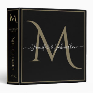 Elegant Anniversary / Wedding Monogram 3 Ring Binder