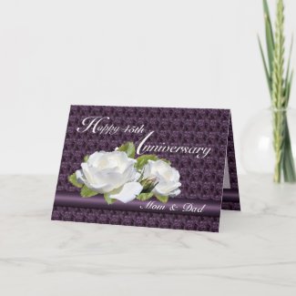 Elegant Anniversary White Roses Cards