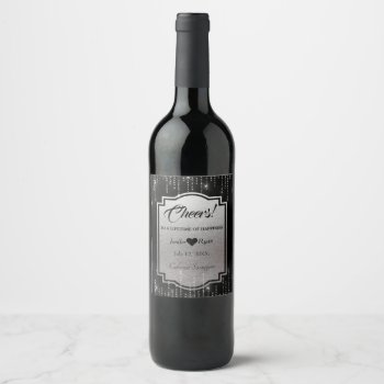 Elegant  Anniversary Wine Label by aquachild at Zazzle