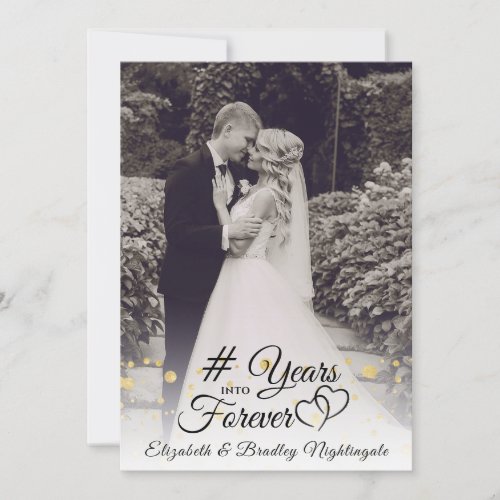 Elegant Anniversary  YEARS INTO FOREVER Photo Invitation