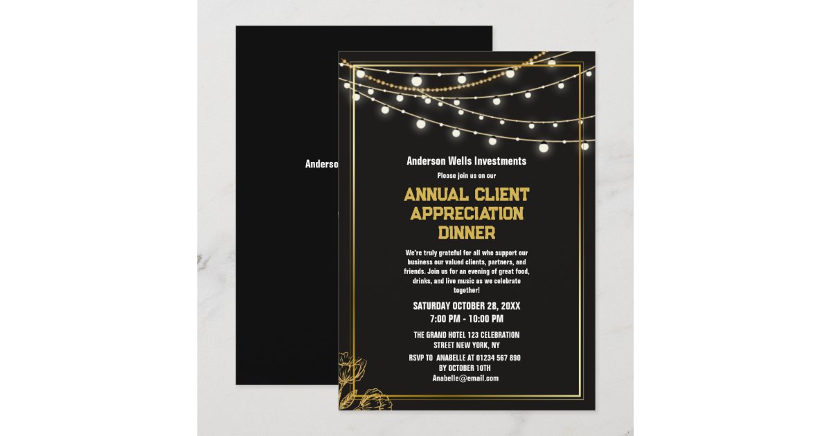 Client Invitation Elegant Annual Client Appreciation Dinner Party Invitation | Zazzle