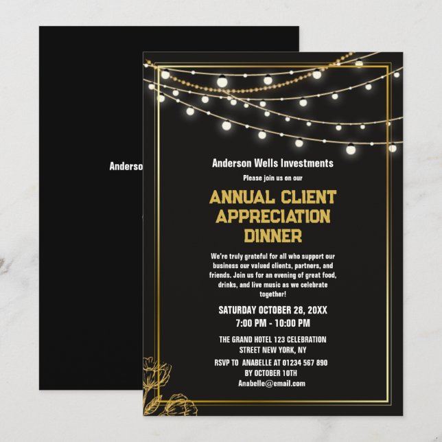Elegant Annual Client Appreciation Dinner Party   Invitation (Front/Back)