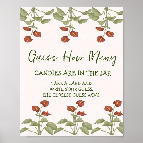 Elegant anthurium Guess how many Baby shower game  Poster