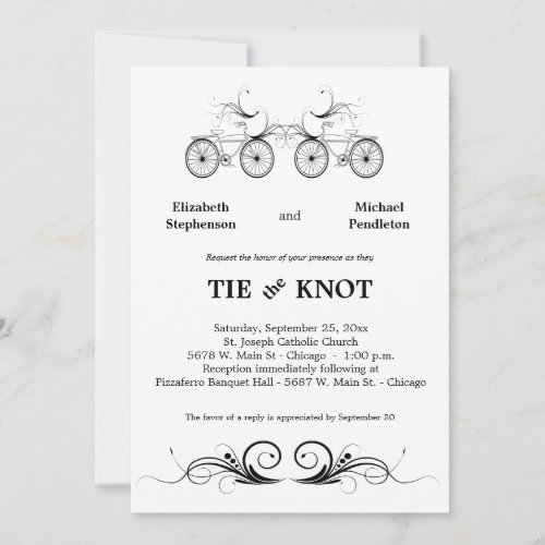 Elegant Antique Bicycle Wedding Invite