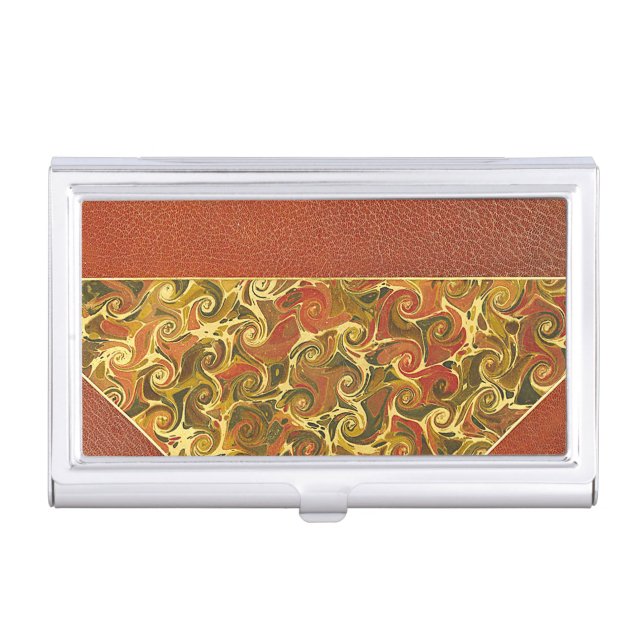 Elegant Antique Book, Ornate Swirl Pattern Business Card Case (Front)