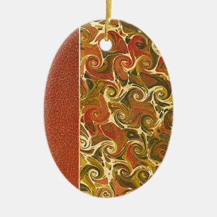 Elegant Antique Book, Ornate Swirl Pattern Ceramic Ornament