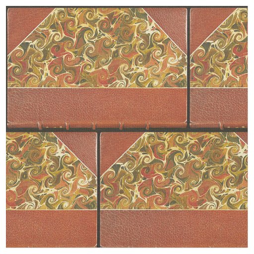 Elegant Antique Book, Ornate Swirl Pattern Fabric