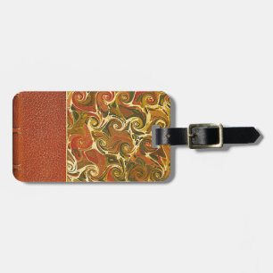 Elegant Antique Book, Ornate Swirl Pattern Luggage Tag