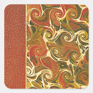 Elegant Antique Book, Ornate Swirl Pattern Square Sticker