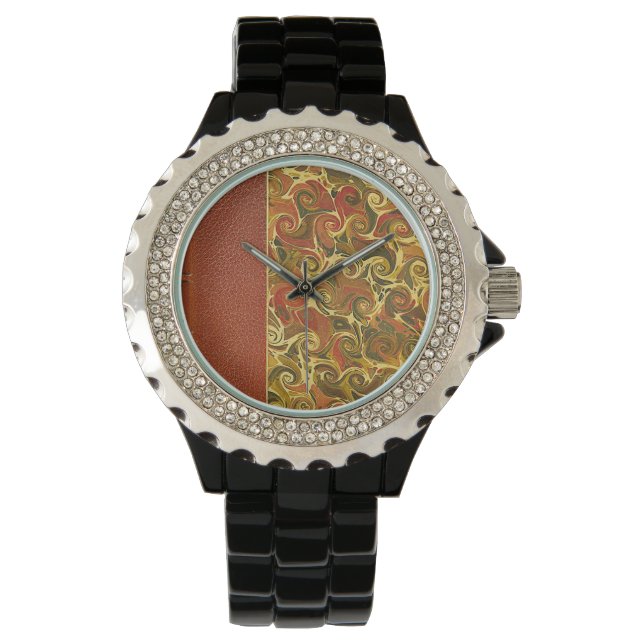 Elegant Antique Book, Ornate Swirl Pattern Watch (Front)