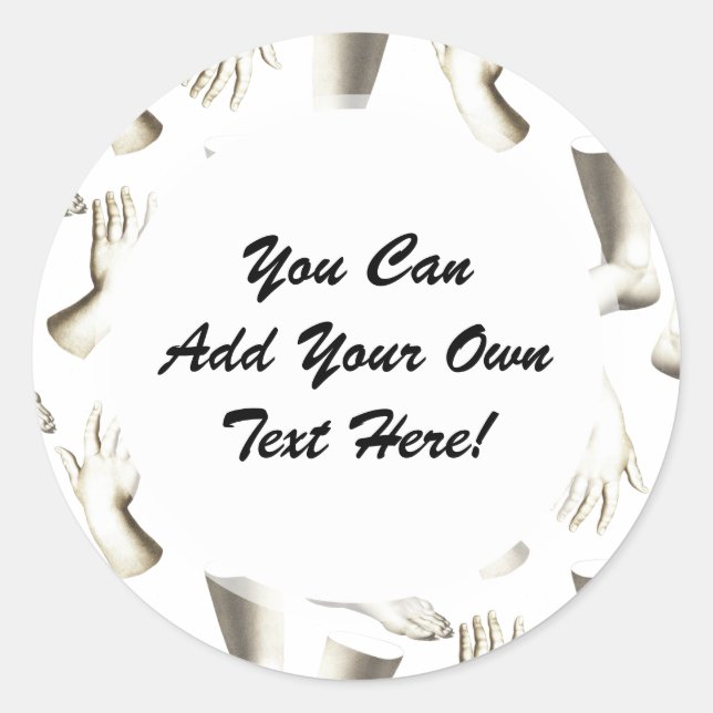 Elegant Antique Engraving Hands Feet Unique Classic Round Sticker (Front)