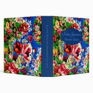 Elegant Antique Floral Pattern Name Recipe 3 Ring Binder