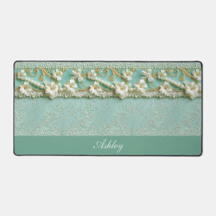 Elegant Antique Floral Personalized Desk Mat