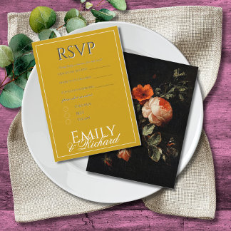 Elegant Antique Floral Wedding RSVP Meal Choices Enclosure Card