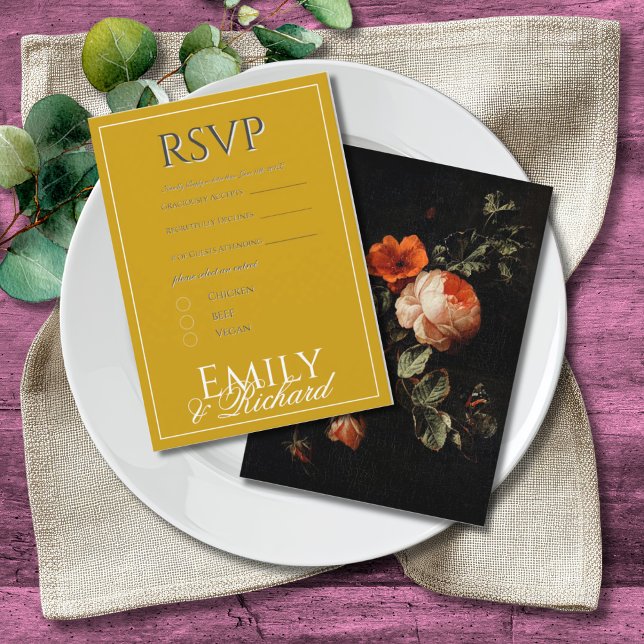 Elegant Antique Floral Wedding RSVP Meal Choices Enclosure Card (Creator Uploaded)