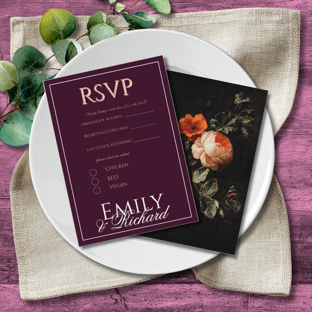 Elegant Antique Floral Wedding RSVP Meal Choices Enclosure Card (Creator Uploaded)