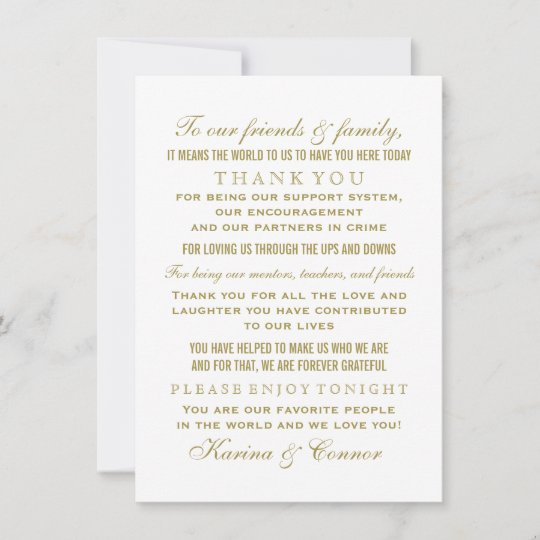 Elegant Antique Gold and White Wedding Guest Thank You Card | Zazzle.com