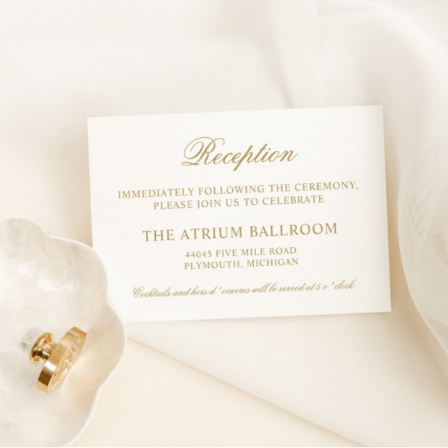 Elegant Antique Gold Calligraphy Reception Enclosure Card (Creator Uploaded)