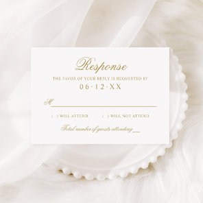 Elegant Antique Gold Calligraphy Wedding RSVP Card