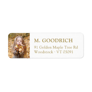 Elegant Antique Gold Fall Photo Return Address Label