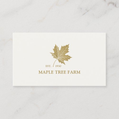 Elegant Antique Gold Maple Leaf Logo Business Card