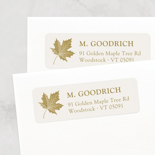 Elegant Antique Gold Maple Leaf Return Address  Label