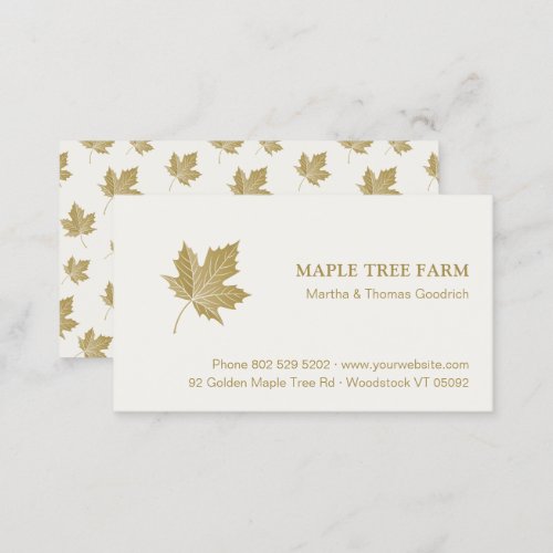 Elegant Antique Gold Maple Leaves Pattern  Business Card