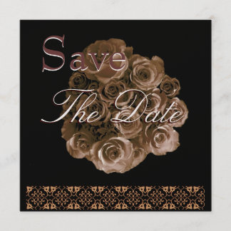 Elegant ANTIQUE GOLD Rose Wedding Save Date Invite