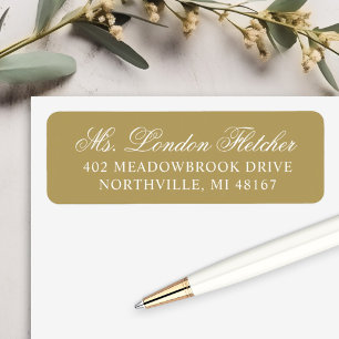 Elegant Antique Gold Script Wedding Address Label