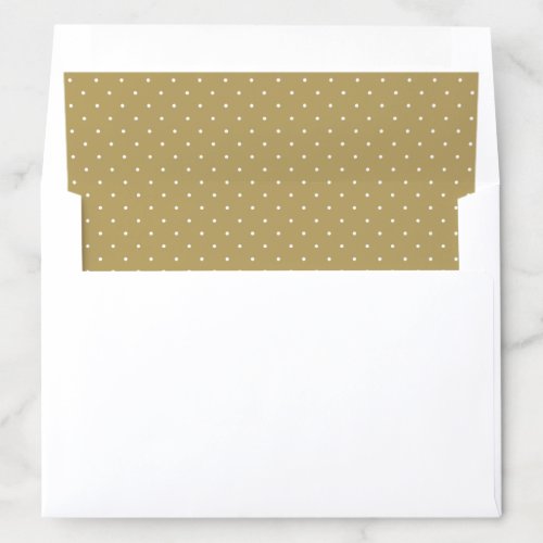 Elegant Antique Gold Swiss Polka Dots Wedding Envelope Liner