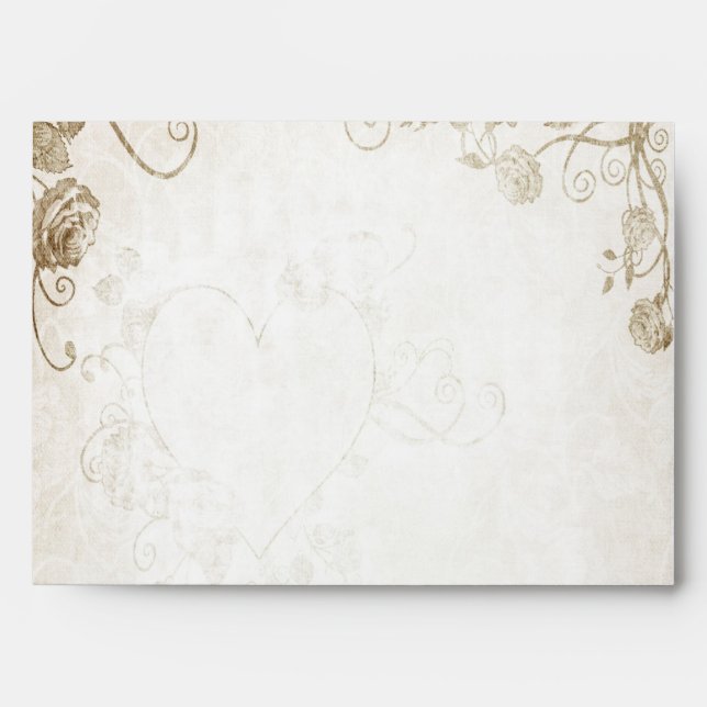 Elegant Antique Gold Vintage Wedding Envelope (Front)