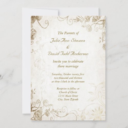 Elegant Antique Gold Vintage Wedding Invitation