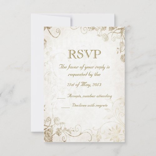 Elegant Antique Gold Vintage Wedding RSVP Card
